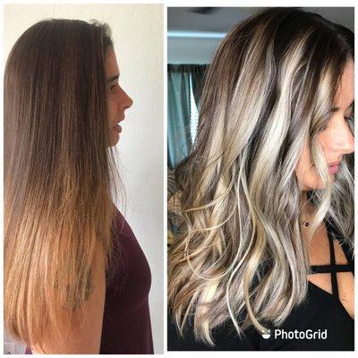 Complete color correction:
Blonding service with haircut and style