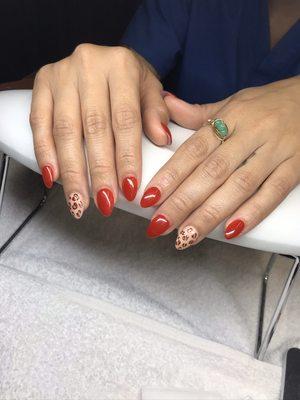 Acrylic nails with hand painted design