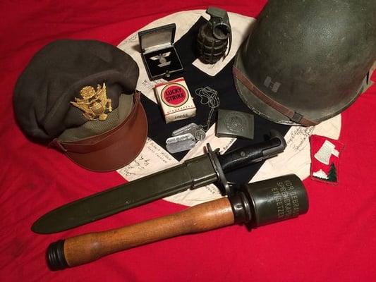 Huge variety of war memorabilia and collectibles.