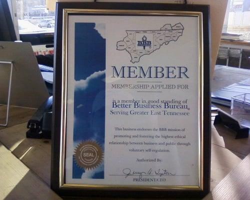 Proud Member of the Better Business Bureau