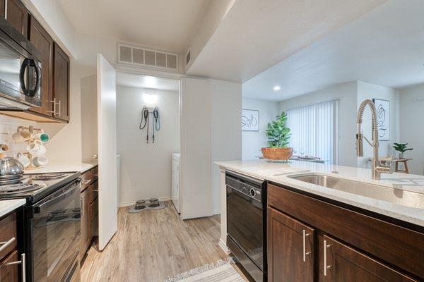 Kitchen with Adjacent Laundry Room