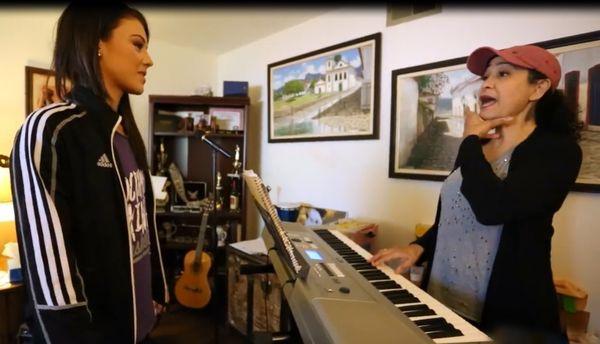 Raquela teaching student, Lauren Berlinn (Miss Sacramento Co. 2016 and a Kings Dancer)