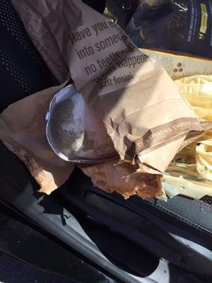 Really!?!?It soaked through the bowl the bag!!! This is what happens when servers don't drain salsa. Bye Bye Chipotle, I'm done