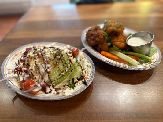 Buffalo Cauliflower Wings & Wedge Salad