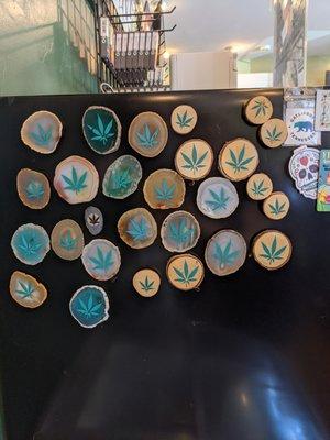 We sell a variety of sizes of weed magnets. Stone $15. Wood $10