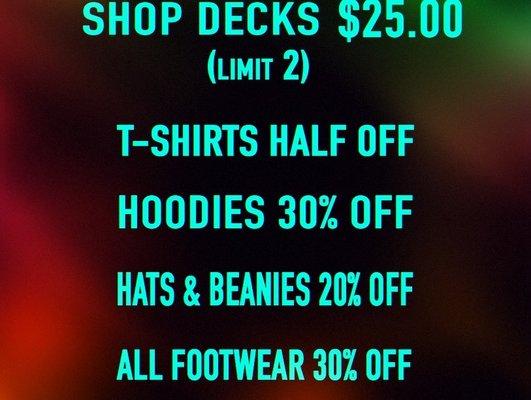 Sale last all weekend