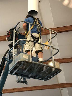 Chad working on high ceiling