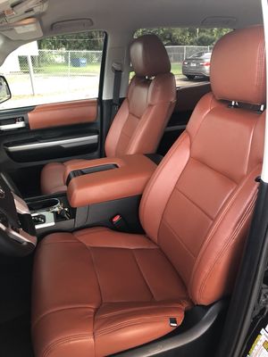 2018 Toyota Crewmax Katzkin cognac custom color. Console lid & door panels finished as well.