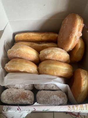 Fresh donuts love the blueberry and powdered