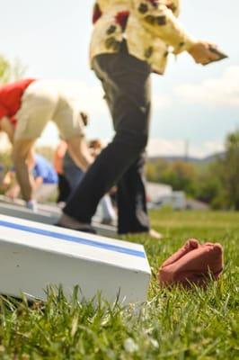 A rousing game of corn hole could happen just about anywhere.  Come and play with us here in the valley.