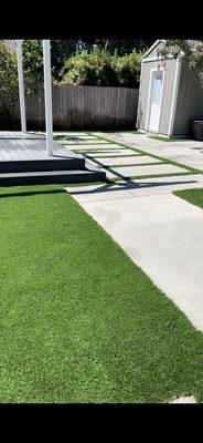 Backyard turf installation