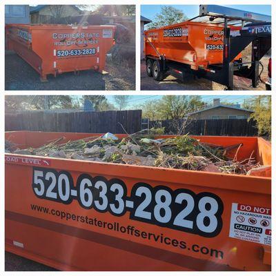 Dropped off, the customer filled up with landscape debris, and we picked it up. Easy as 1,2,3.