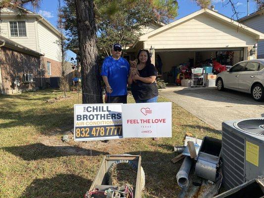 We helped a local Houston Family by donating a brand new HVAC system with Lennox Feel the Love campaign!