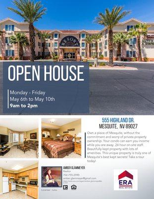 We are hosting an OPEN HOUSE for several Condos at Highland Estates this week from 9am to 2pm!!