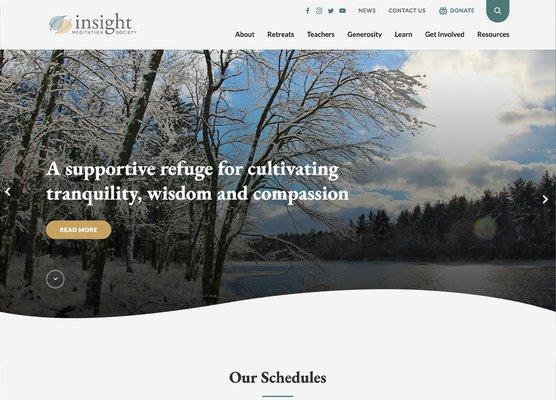 Insight Meditation Society website design.