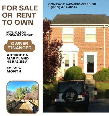 ABINGDON,MD. 4BR/2.5BA