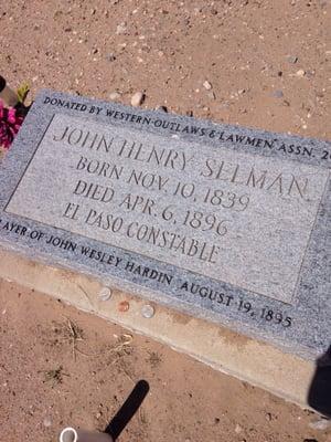 Grave of Texas lawman John Selman, who killed gunfighter John Wesley Hardin