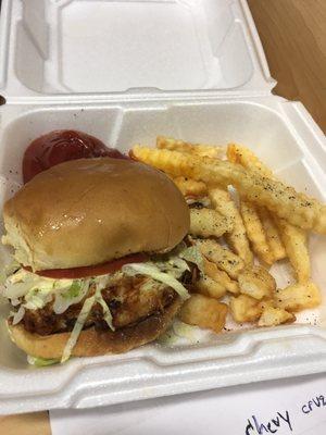 Crab cake sandwich with fries AMAZING!