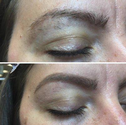 Before/after eyebrow wax