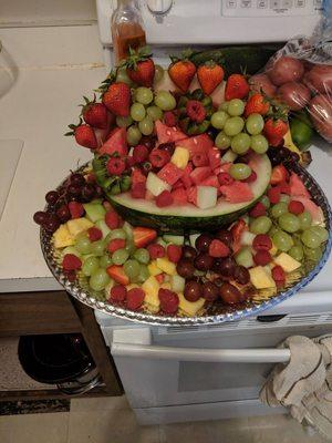 Fresh fruit tray for a baby shower