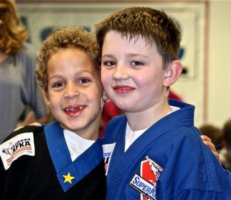 Karate buddies hanging out after our martial arts graduation.