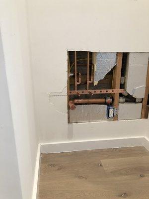 Roughing water and drain for vanity sink, new stop outs