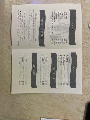 This is the menu showing the food we are selling