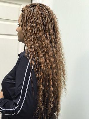 Box braids with curly hair