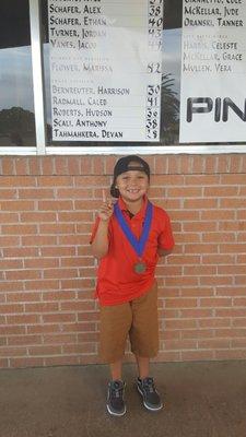 Devan at age 6 wins his tournament beating the 8-10 year old boys