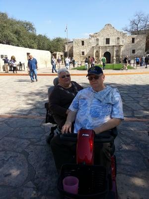 Spring trip to San Antonio with Susan and Steve Schrock.  JR and Va in front og The Alemo.