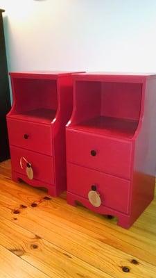 Night stands-found in Oxford, NY Color: Candy Apple Red SOLD