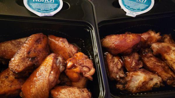 Buffalo Wings 8pc (L) and Honey Chipotle 8pc (R)