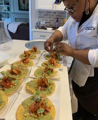 Chipotle grilled shrimp tostados