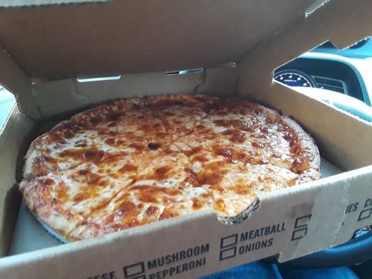 10 inch cheese pizza, $8