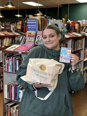 Our first prize winner during our Indie Bookstore Day extravaganza