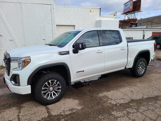 2021 GMC Sierra 2 front windows tinted in ceramic SunTek CXP 35% for ultimate heat rejection!