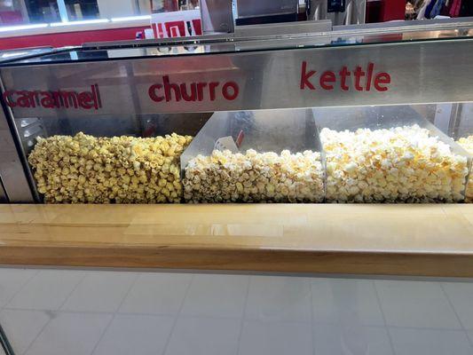 Fresh popcorn 12/29/23 Flavors: Caramel, Churro, Kettle, Butter