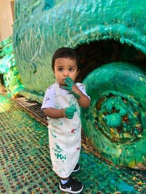 Here is an old truck they had outdoors that the kids were allowed to literally "hand paint".