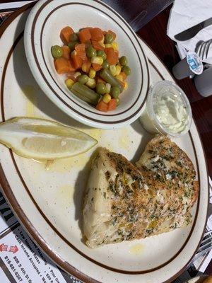 Baked cod. Came with a salad and fries for under $10