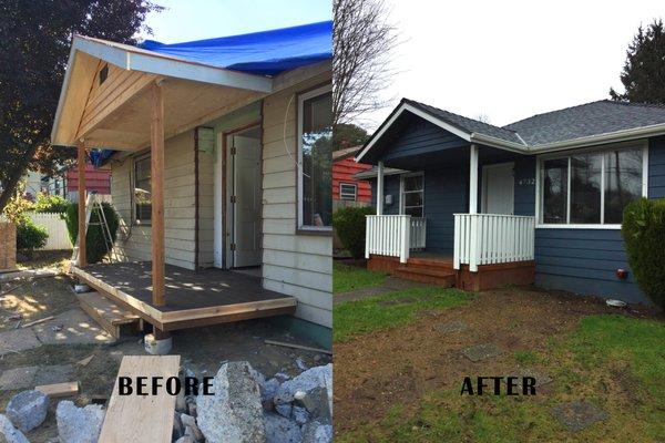 Removed concrete steps and built a brand new front porch!