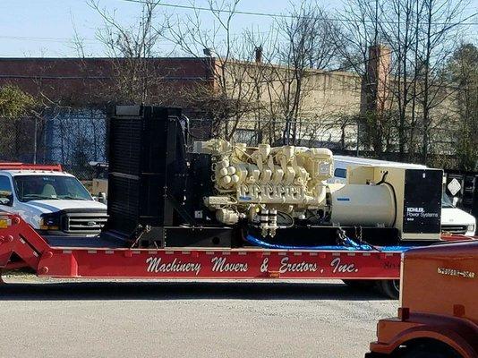 Machinery Movers & Erectors rigged and set a 36,500lb emergency generator on the 9th floor of a building in downtown Richmond.