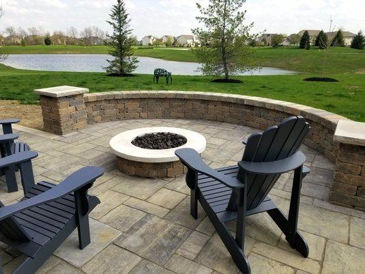 firepit and retaining wall