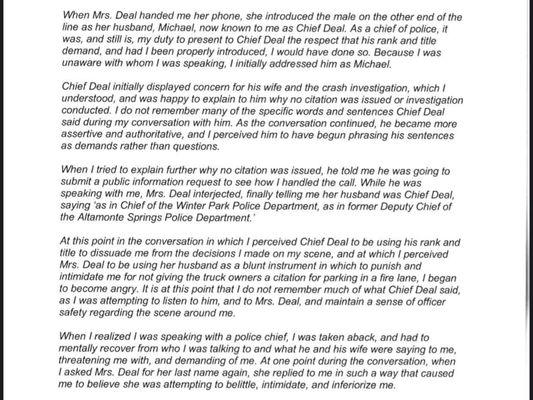 Officer Andrew Desmond of Altamonte springs Police knows Chief Mike Deal is Corrupt.