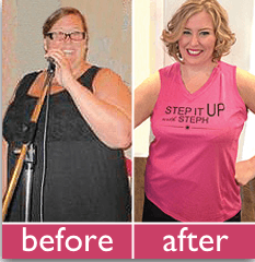 Steph's private weight loss client who lost 83 lbs in 12 weeks!