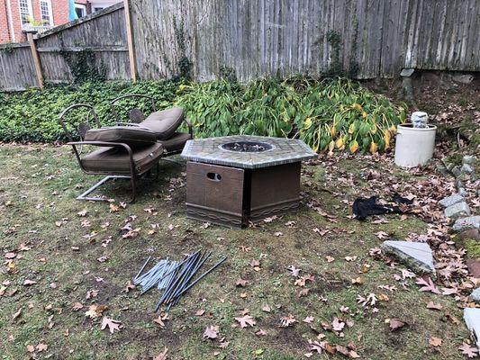 Before we installed landscape timbers and a blue stone patio.