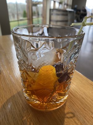 Old Fashioned- Iowa Straight Bourbon Whiskey, Rich Demerara Syrup, House Bitters