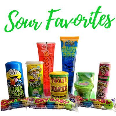 Large variety of sour candy favorites including Slime Lickers, Toxic Waste, Sour Gummies & more!