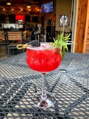 "Mr. Purple" ($10) - gin, blackberry tarragon reduction, hibiscus absinthe, honey, lemon, bitters and seltzer