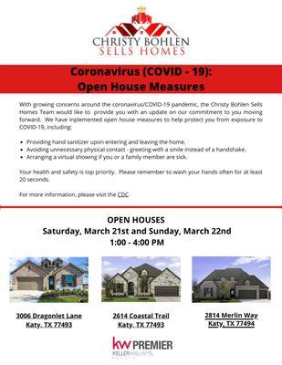 Open Houses Saturday and Sunday!