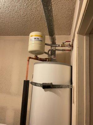 New water heater with expansion tank